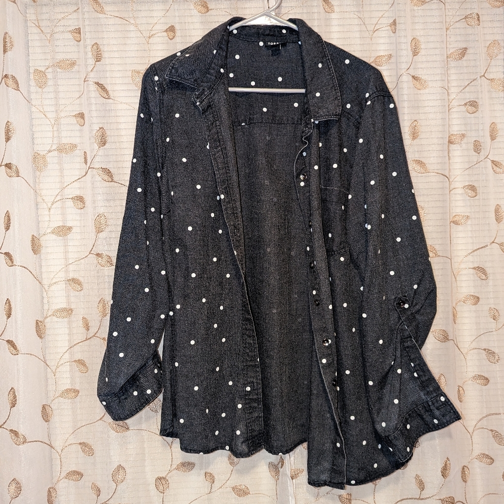 Torrid polka dot button up long sleeve